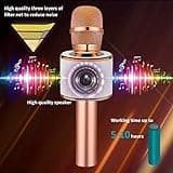BONAOK Wireless Bluetooth Karaoke Microphone,3-in-1 Portable Handheld Karaoke Mic Speaker Machine Home Party Birthday for All Smartphones PC(Q37 Rose Gold) 4