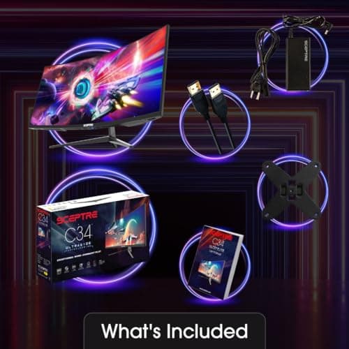 Sceptre 34-Inch Curved Ultrawide WQHD Monitor 3440 x 1440 R1500 up to 180Hz/165Hz DisplayPort x2 99% sRGB 1ms Picture by Picture, Build-in Speakers Machine Black 2025 (C345B-QUT168) 5