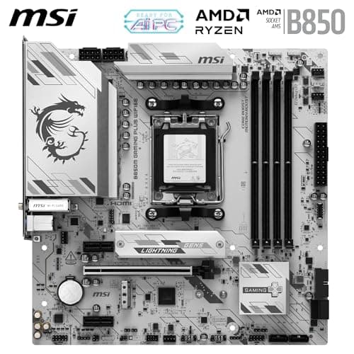 MSI B850M GAMING PLUS WIFI6E Motherboard, mATX - Supports AMD Ryzen 9000 / 8000 / 7000 Processors, AM5 - DDR5 Memory Boost 8200+ MT/s (OC), PCIe 4.0 x16, M.2 Gen5, Wi-Fi 6E, 2.5G LAN 2