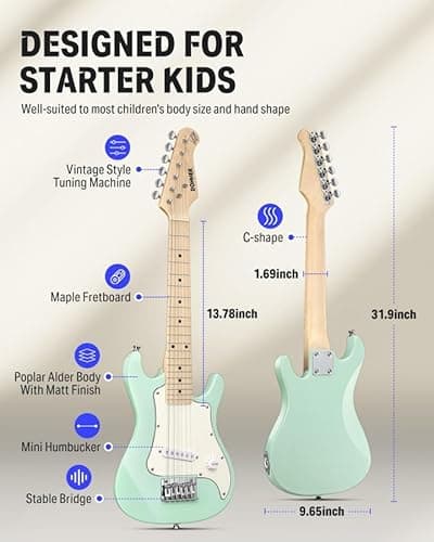 Donner 30 Inch Junior Electric Guitar Beginner Kit ST Style Mini Electric Guitar Starter Package for Teens with Amp, 600D Bag, Tuner, Picks, Cable, Strap, Extra Strings DSJ-100 2