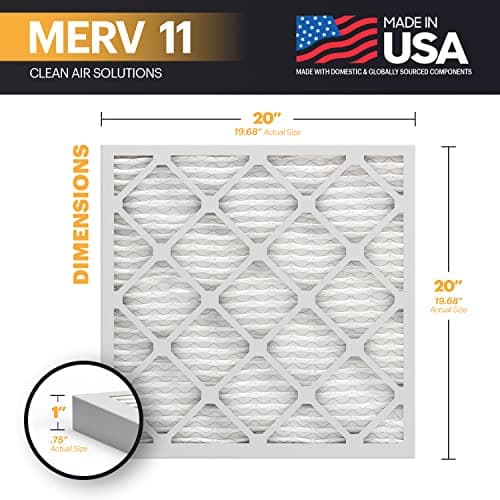 BNX TruFilter 20x20x1 Air Filter MERV 11 (6-Pack) - MADE IN USA - Allergen Defense Electrostatic Pleated Air Conditioner HVAC AC Furnace Filters for Allergies, Dust, Pet, Smoke, Allergy MPR 1200 FPR 7 2