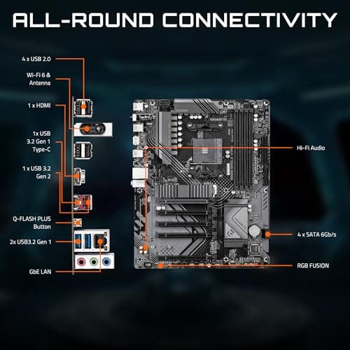 GIGABYTE B550 Eagle WIFI6 Motherboard, Supports AMD AM4 Ryzen 5000 Processors, ATX, DDR4, 2X M.2, PCIe 4.0, WIFI6, 1GbE LAN, EZ-Latch 4