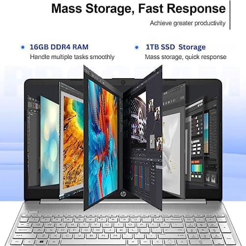 HP Pavilion 15.6" HD Touchscreen Anti-Glare Laptop, 16GB RAM, 1TB SSD Storage, Intel Core Processor up to 4.1GHz, Up to 11 Hours Long Battery Life, Type-C, HDMI, Windows 11 Home, Silver 3