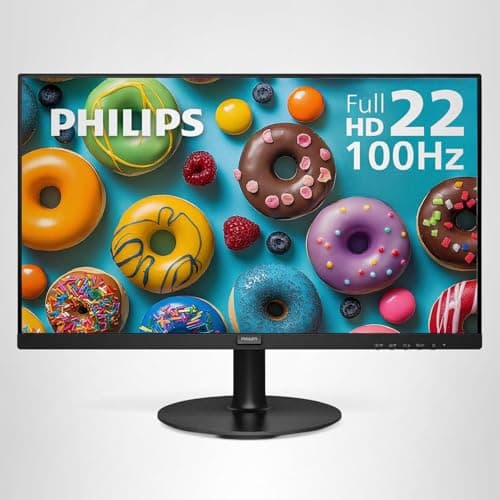 Philips 221V8LB 22 inch Class Thin Full HD (1920 x 1080) Monitor, 100Hz Refresh Rate, VESA, HDMI x1, VGA x1, LowBlue Mode, Adaptive Sync, 4 Year Advance Replacement Warranty 5