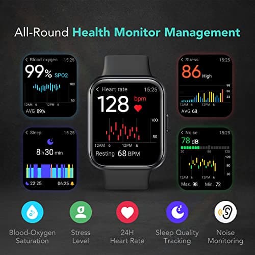 SKG Smart Watch for Men Women Android iPhone with Alexa Built-in & Bluetooth Call(Answer/Make Call) 1.69" Fitness Tracker with IP68 Waterproof, 60+ Sports, Heart Rate SpO2 Monitor, V7 Pro 4