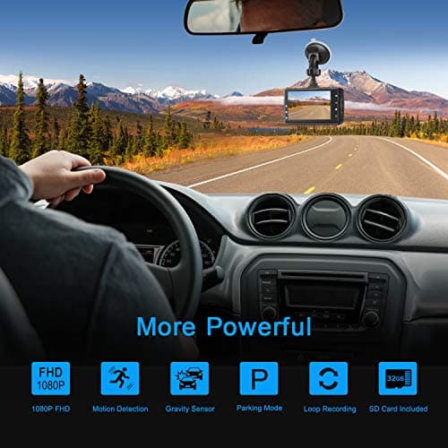 Dash Cam Front with 32G SD Card, BOOGIIO 1080P FHD Car Driving Recorder 3'' IPS Screen 170°Wide Angle Dashboard Camera Aluminum Alloy Case, WDR G-Sensor Parking Monitor Loop Recording Motion Detection 2