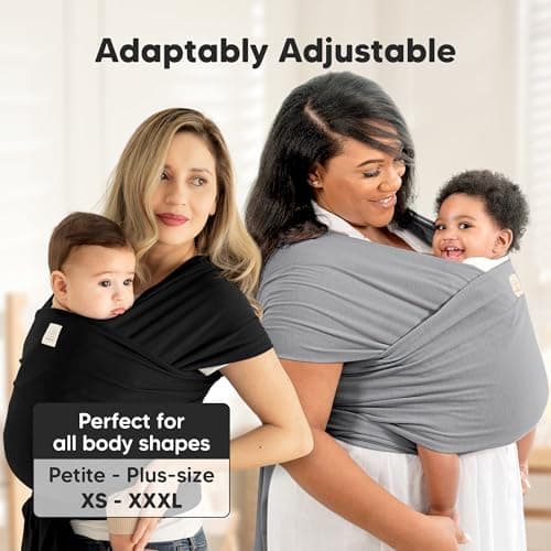 KeaBabies Baby Wrap Carrier - All in 1 Original Baby Carrier Newborn to Toddler Sling, Easy to Wear, Hands Free Bonding, Lightweight, Breathable Infant Wraps (Trendy Black) 4