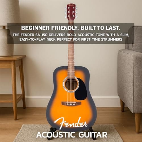 Fender Dreadnought Acoustic Guitar - Sunburst Bundle with Gig Bag, Tuner, Strings, Picks, and Austin Bazaar Instructional DVD 4