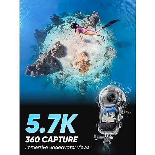 Insta360 X3 Invisible Dive Kit - Waterproof 5.7K 360 Action Camera, Dive Case, Selfie Stick, Dual 1/2" 48MP Sensors, Stabilization, 360 Horizon Lock, 4K Single-Lens, AI Editing 2