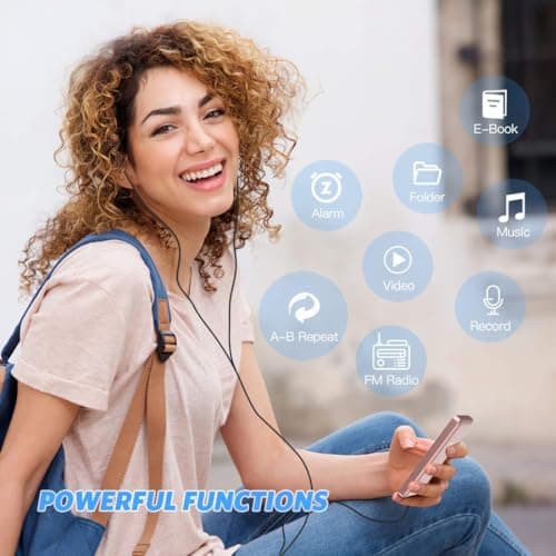 AGPTEK A02S 16GB MP3 Player, 70 Hours Playback Lossless Sound Music Player, Supports up to 128GB, Rose Gold 4