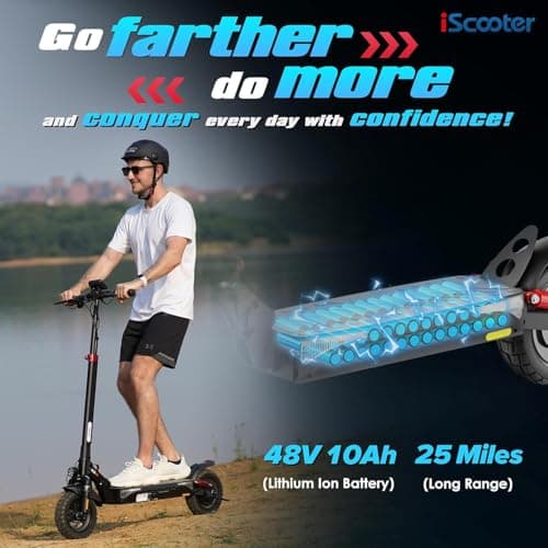 iScooter iX3 Electric Scooter,10" Off Road Pneumatic Tires,800W Motor E-Scooter Up to 25 Miles Range, Top Speed 25MPH, Adjustable Handlebar Height, Folding Commuting Escooter for Adults 4