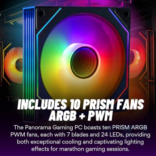 Panorama Gaming Desktop PC (NVD RTX 5060Ti, AMD Ryzen 7 5700X Processor, 32GB DDR4 RAM, 2TB NVMe M.2 SSD, WiFi 6E + BT, HDMI + DP, KB&M, Windows 11 Pro Best 2025 RGB Prebuilt Tower Computer for Gamers 4