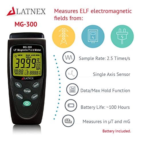 LATNEX MG-300 LF Magnetic Field Meter, Measures EMF from High-Power Transmission Lines, Appliances, Electrical Wires - Perfect for EMF Home Inspections 2