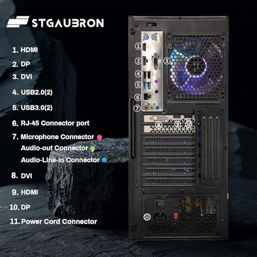 STGAubron Gaming PC Computer Desktop, Radeon RX 580 8G, Intel Core I7 8th up to 4.1GHz, 16G DDR4, 1T SSD, WiFi 6 & BT 5.2, RGB Fan x4, Windows 11 Home 5