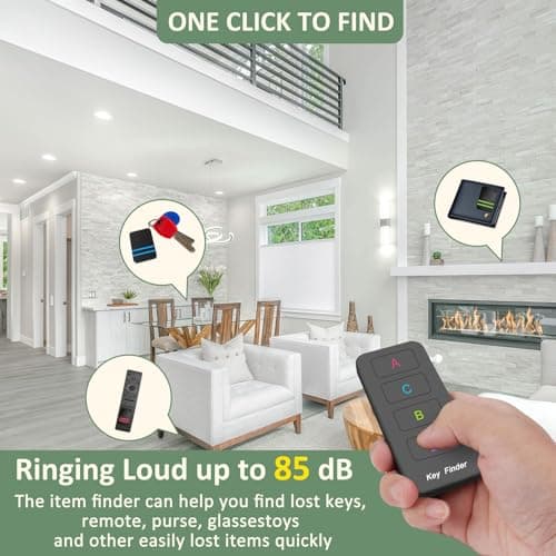 Remote Control Finder, Pack of 4 Find My Keys Device Stick on Remote Finder Beeper, Tracker Tags for Car Keys and Phones | 135Ft Range 85dB RF Key Locator, Lost Key Finders That Make Noise (Black) 2