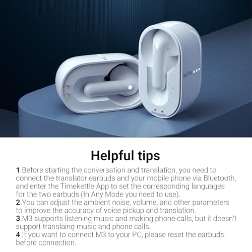 Timekettle M3 Language Translator Earbuds, Two-Way Translator Device with APP for 40 Languages and 13 Offline Translation Packs, Fast Reaction with Revolutionary Al Semantic Tech (Offline Version) 5