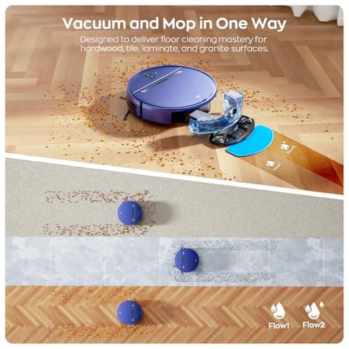 Robot Vacuum and Mop Combo, 2-in-1 Mopping Robot Vacuum Cleaner with 2300Pa Suction, 2.87'' Slim Design, Wi-Fi/App/Voice Control, 3D Obstacle Avoidance&Self-Charging for Hard Floors, Carpets, Pet Hair 2