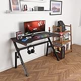 BestOffice | 47" Gaming Desk | Red | Carbon Fiber Textured Computer Desk | Sturdy Steel Frame, Cup Holder, Headphone Hook, Cable Management Holes, Adjustable Leg Pads | for Gamers, Home, Office 4