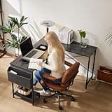 Sweetcrispy L Shaped Desk Gaming Computer 50 Inch Reversible Corner PC Work Table for Writing Study Student with Wood Tabletop Metal Frame CPU Stand Side Bag for Home Office Small Space, Grey 3