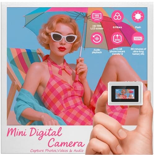 Dienspeak Mini Camera 1080P HD Video Recorder - Keychain Digital Camcorder with 64GB Card, 0.96" HD Display, Long Battery Life, Ultra-Portable Tiny Camera for Travel/Vlog/Night Shots, White 2