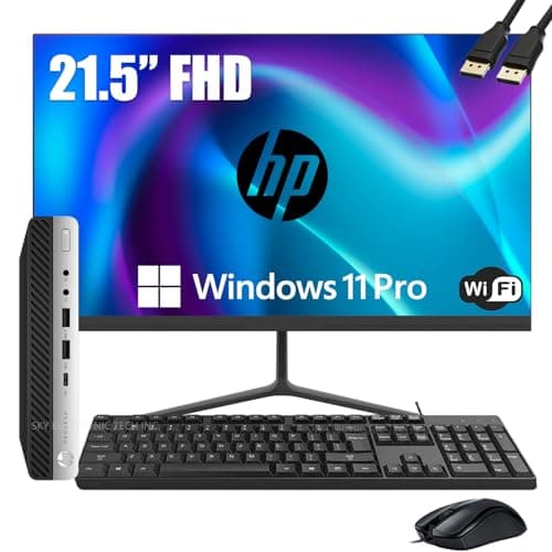 HP ProDesk 600 G3 Desktop Mini Business PC with 21.5" FHD Monitor, Intel Quad Core i5-6500T, 16GB DDR4 RAM, 256GB SSD, DisplayPort, WiFi, BT, Windows 11 Pro(Renewed)