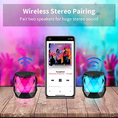 LFS Portable Bluetooth Speaker with Lights, Night Light Wireless Waterproof Speaker Magnetic, 7 Color LED Auto-Changing, Built-in microphone, TWS Stereo Pairing, Mini Speaker for Shower, Home, Outdoor 3