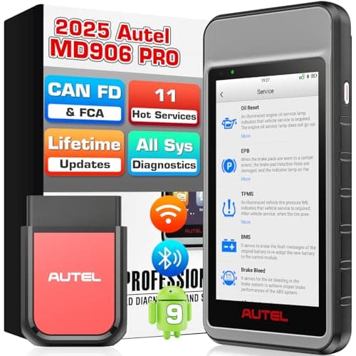 Autel MaxiDIAG MD906 PRO OBD2 Scanner, 2025 MD906PRO Full Systems Car Diagnostic Tool, CAN FD, Bluetooth Lite of MaxiCOM MK808S MK808 MX808S, 11 Reset Services, Lifetime Free Update, FCA Autoauth