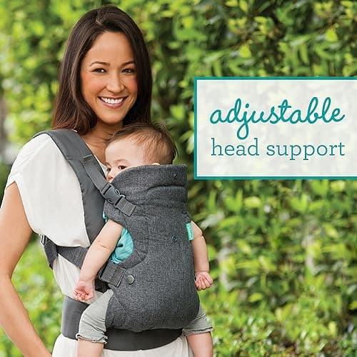Infantino Flip 4-in-1 Convertible Baby Carrier, Adjustable, Ergonomic Babywearing, Registry Essential, Baby Carrier for Newborn to Toddler, Gray 4