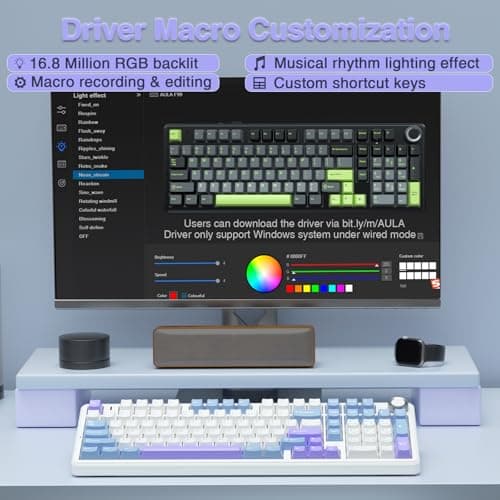 AULA F99 Pro Wireless Mechanical Keyboard with Knob,Creamy Sound,Tri-Mode BT5.0/USB-C/2.4GHz Hot Swappable Keyboard,Gasket Structure,RGB Backlit Computer Gaming Keyboards 5