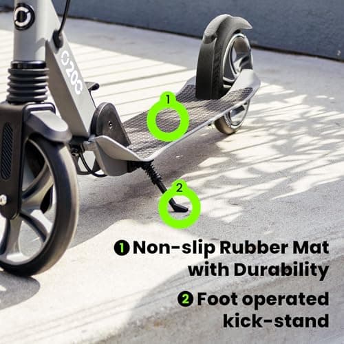 Aero Big Wheels Kick Scooter for Kids 8-12, Teens & Adults | Hand Brake, Rubber Deck Mat & Shock Absorption | Foldable & Height Adjustable, 220lbs Max 5