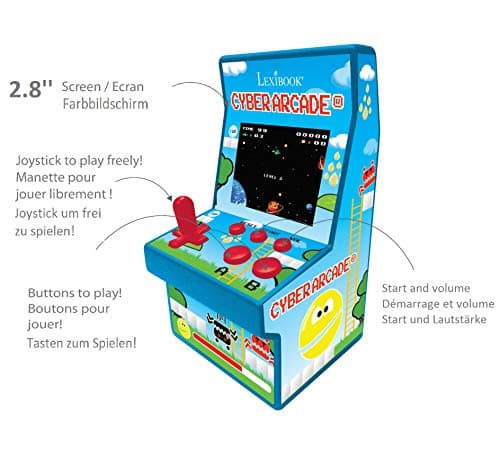 Lexibook Cyber Arcade Portable Retro Game Console, 200 Games, 2.8’’ LCD Colour Screen, Compact, Battery Operated, Blue/Green, JL2940 5