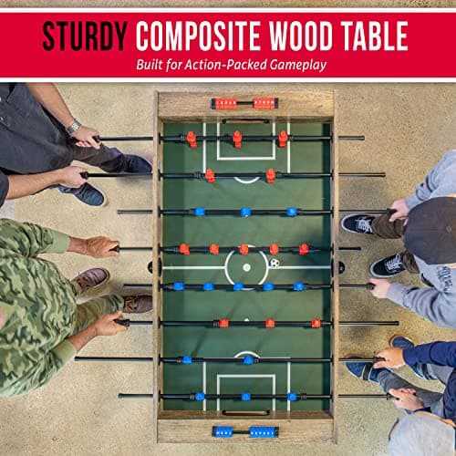 GoSports 54 Inch Full Size Foosball Table - Oak Finish - Includes 4 Balls and 2 Cup Holders 4