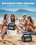 ANCOON Speakers Bluetooth Wireless: 80W(Peak) Loud Speaker with Bass, 20H Playtime, IPX6 Waterproof, Large Jobsite Speakers for Work, Outdoor, Workshop, Garage, Portable Speaker with TWS (Black) 4