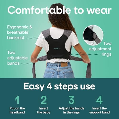 Koala Babycare Baby Carrier Wrap, Easy to Wear As a T-Shirt - Original Baby Carrier Newborn to Toddler - Sling One Size Fits All - Baby Wraps Carrier Up to 22lbs 2