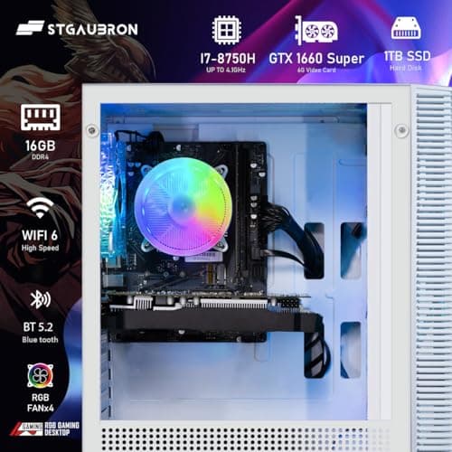 STGAubron Gaming PC Computer Desktop, GeForce GTX 1660 Super 6G, Intel Core i7 8th Gen up to 4.1GHz, 16G DDR4, 1T SSD, WiFi 6 & BT 5.2, RGB Fan x4, Windows 11 Home 3