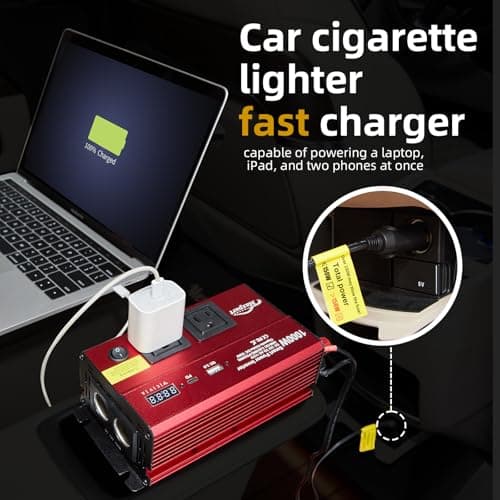 TWING Car 1000w Inverter,12v DC to 110v Power Inverters for Vehicles 1000 watt with Dual AC Outlets 3.0A USB and Type-C,12 Volt Inverter Car Cigarette Lighter Battery 4
