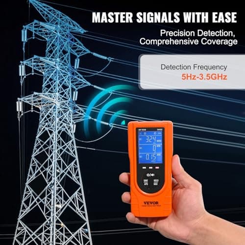 VEVOR 3-in-1 EMF Meter, 5Hz - 3.5GHz, Handheld Rechargeable Electromagnetic Field Radiation Detector, Digital LCD EMF Tester for EF MF RF Home Inspections Outdoor Ghost Hunting Paranormal Equipment 3