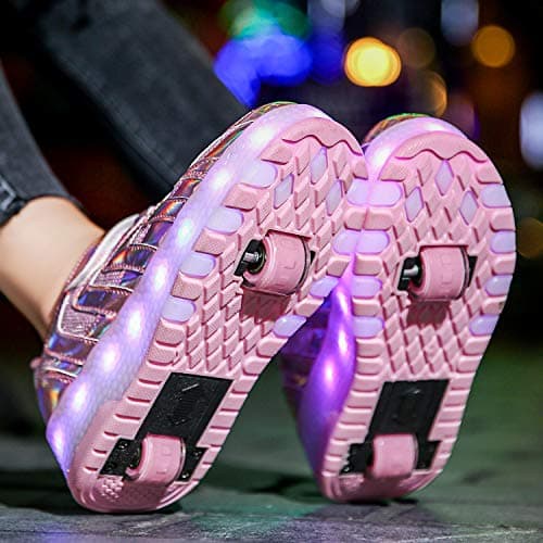 Nsasy Kids Roller Shoes Boy Girl Sneakers with Wheels Become Sport Sneaker with Led for Christmas Birthday Children Show Gift 3