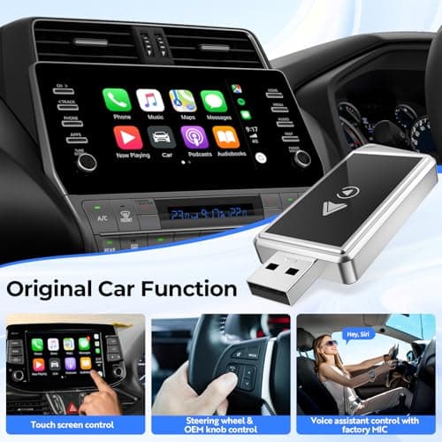 Welspo Wireless CarPlay Adapter&Android Auto Adapter, 2-in-1 CarPlay Adapter for iPhone and Android Phones, Plug&Play CarPlay Dongle Converts Wired to Wireless with Lanyard, Compatible with 2018+ Cars 4