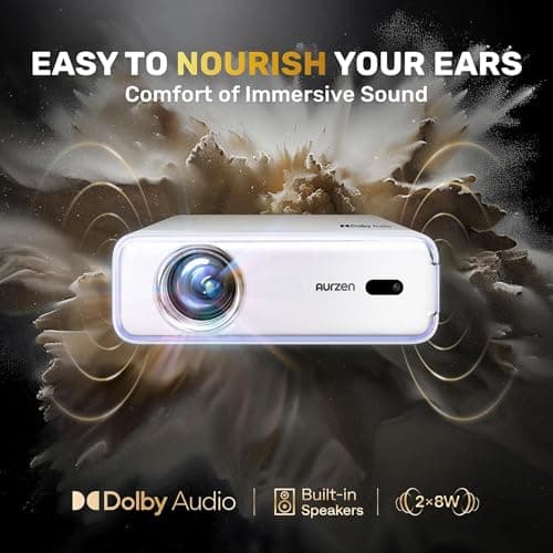 Aurzen EAZZE D1 Smart Projector with WiFi and Bluetooth, Netflix-Officially-Licensed, Auto Focus & Keystone, DoIby Audio, Zoom, Native 1080P Movie, Portable Outdoor Mini Projector, White 5