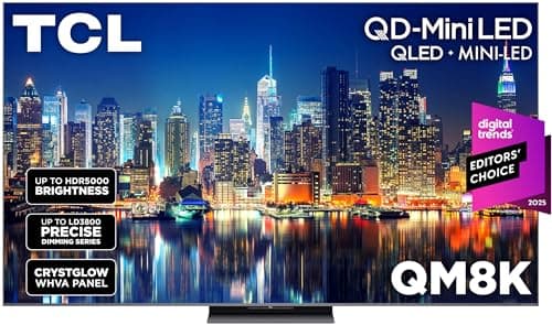 TCL 65 Inch Class QM8K Series | Mini LED QLED 4K HDR | 65QM8K, 2025 Model | 120HZ-144HZ Anti Reflective Wide Angle Screen Smart Google TV Dolby Atmos | Voice Remote Alexa Gaming Streaming Television