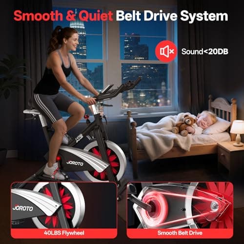 JOROTO Exercise Bike, Magnetic Resistance Stationary Bikes for Home with 40LBS Flywheel,Indoor Cycling Bike with 350LBS Weight Capacity, Low Noise, Bottle and Tablet Holder 2