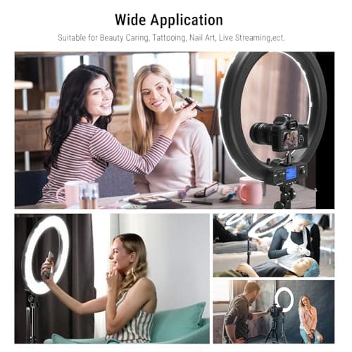 Ring Light,19inch LED Ring Light with Stand &LCD Display Adjustable Color Temperature 3000K-5800K, Makeup Light for YouTube Video Shooting, Portrait, Vlog, Selfie 【Upgraded Version】 3