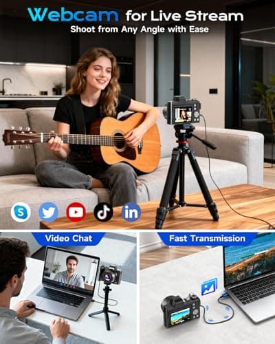 4K Digital Camera for Photography, Autofocus 56MP Vlogging Camera for YouTube/Content Creators/Travel, 16X Zoom Video Camera with 3" 180°Flip Screen & Lens Hood, Gift Ideas for Teens & Beginners 4