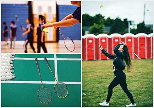 WOED BATENS -2 Player Badminton Set, Carbon Fiber Badminton Rackets Badminton Racquet for Backyards Gym with 3 Shuttlecocks 2 Grip Tape and 1 Badminton Bag, Yellow Orange 5