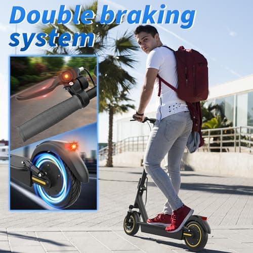 Electric Scooter, 500W Motor, 10" Solid Tires, 28 Miles Range, Dual Suspensions, 22 Mph Max Speed, Foldable Commuter E Scooter for Adults, Dual Brake, APP Control 4