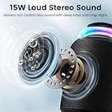 Bluetooth Speaker Wireless,IP67 Waterproof & Dustproof Portable Speaker with Lights,15W Loud Stereo Sound, 2500mAh Battery All Day Playtime, TWS Pairing, BT5.3, Home/Party/Outdoor/Beach (Black) 2