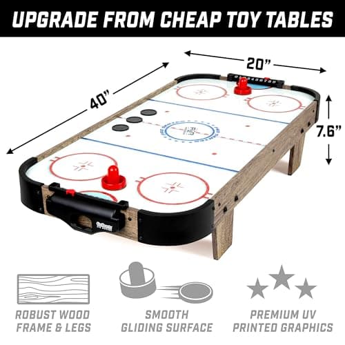 GoSports 40 Inch Table Top Air Hockey Game for Kids - Oak 2