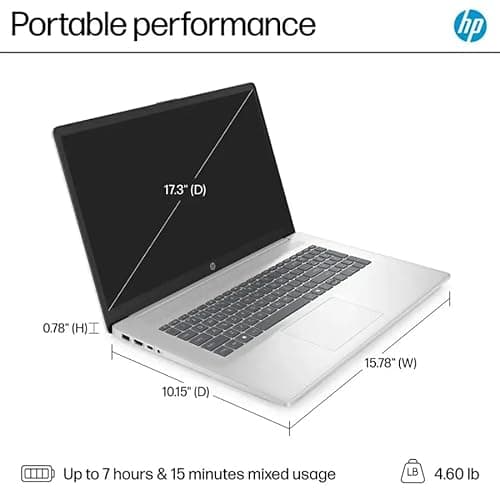 HP 17.3" HD+ Business & Student Laptop Computer, 16GB RAM 1TB SSD, 8-Cores Intel Core i3 Processor, Windows 11 Pro, Numeric Keypad, Wi-Fi 6, PLUSERA Earphones & 8-in-1 Hub, Natural Silver 4