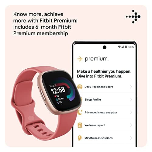 Fitbit Versa 4 Fitness Smartwatch with Daily Readiness, GPS, 24/7 Heart Rate, 40+ Exercise Modes, Sleep Tracking and more, Pink Sand/Copper Rose, One Size (S & L Bands Included) 5